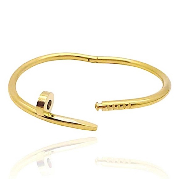Gold Nail Bangle Bracelet - Picture 9 of 13